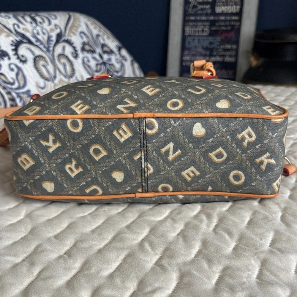 Dooney & Bourke Gray and Tan Logo Satchel